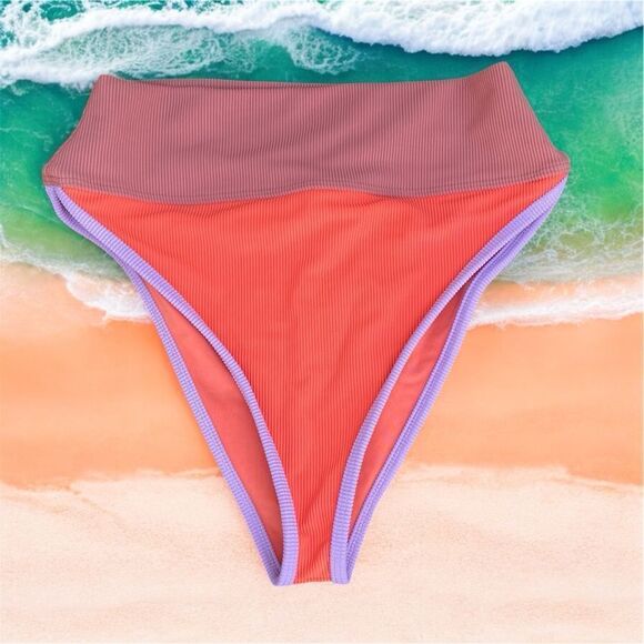 NWT NEW BEACH RIOT Emmy Swim Bikini Bottom in Oasis Colorblock M Beach Summer - Picture 5 of 9
